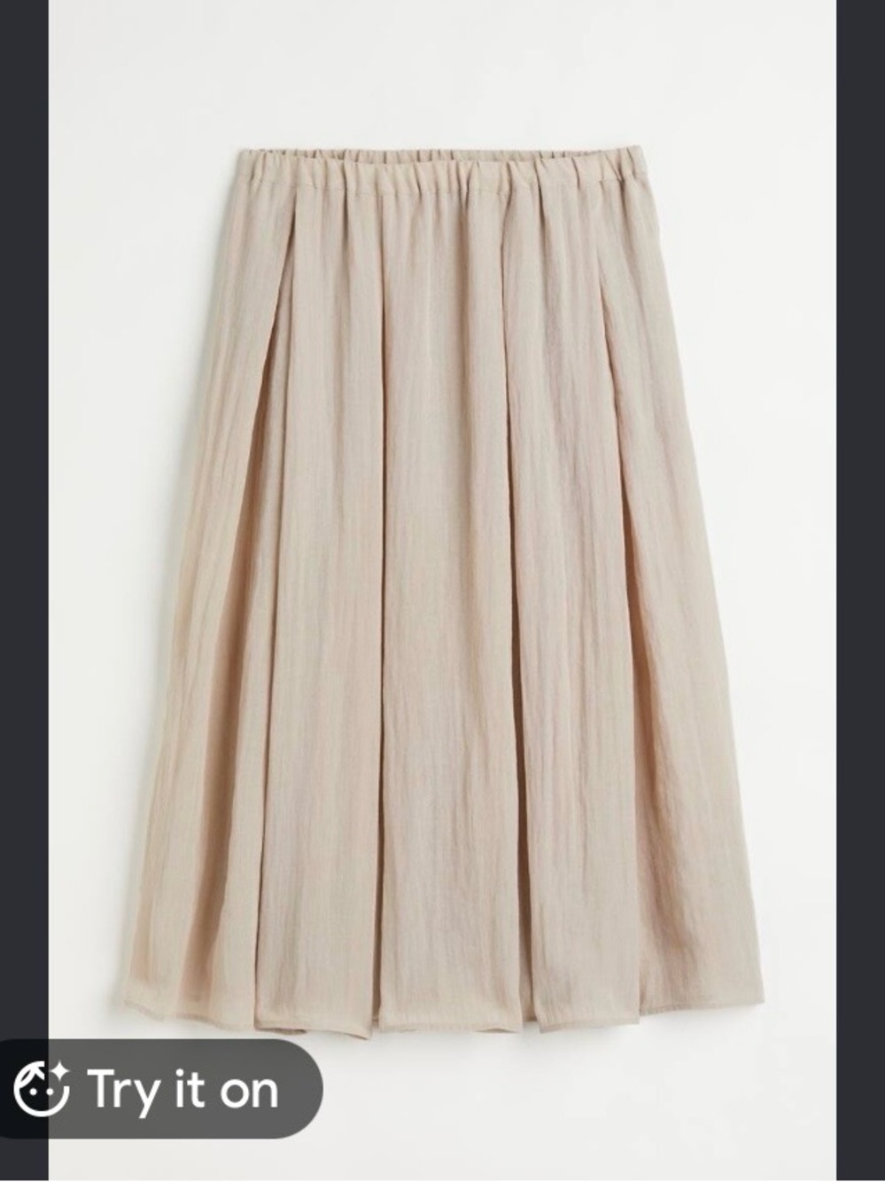 H&M Beige Pleated Midi Skirt